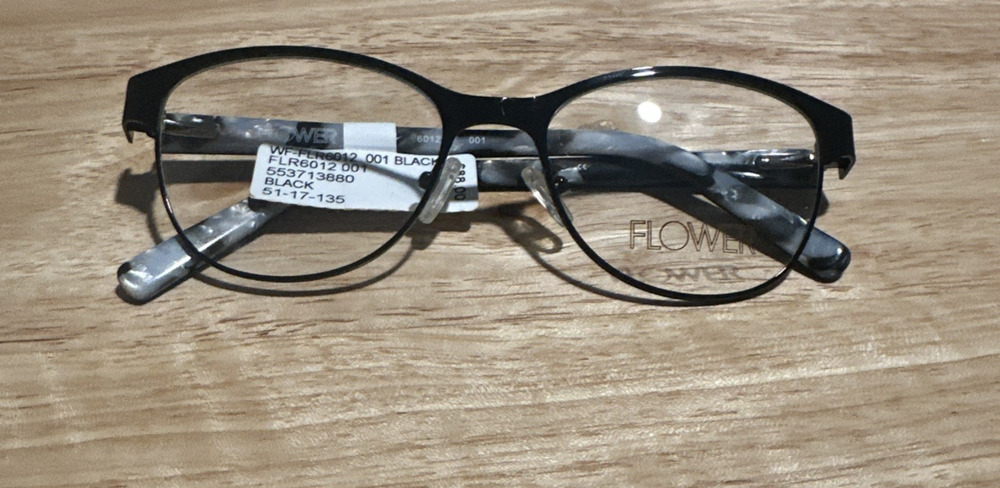 FLOWER FLR6012 001 51-17-135 Black Metal Full Rim Eyeglasses Frame MX26 w/case